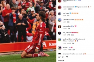 客串右后卫超远任意球绝杀枪手！索博晒滑跪庆祝照：魔力时刻！