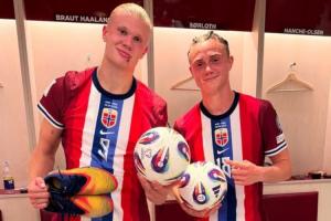 给你顶帽子戴戴😂哈兰德将点球让给替补登场队友 助他打入第3球